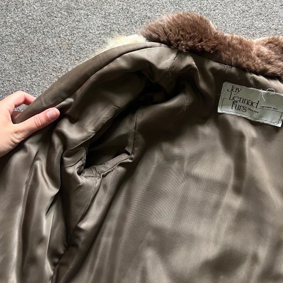 Vintage Jay Lennad Furs Two Toned Genuine Fur Coat Jacket Satin Lining Women S/M - Picture 13 of 14